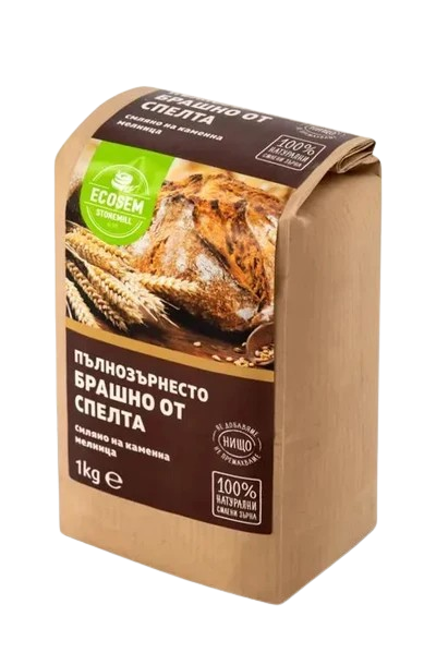 НАТУРАЛНО ПЪЛНОЗЪРНЕСТО БРАШНО ОТ СПЕЛТА ECOSEM 1 КГ