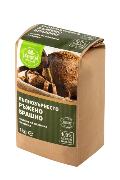 НАТУРАЛНО ПЪЛНОЗЪРНЕСТО РЪЖЕНО БРАШНО ECOSEM 1 КГ