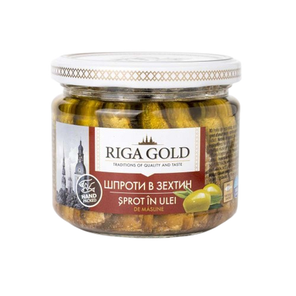 ШПРОТИ ПУШЕНИ В ЗЕХТИН RIGA GOLD - 250Г