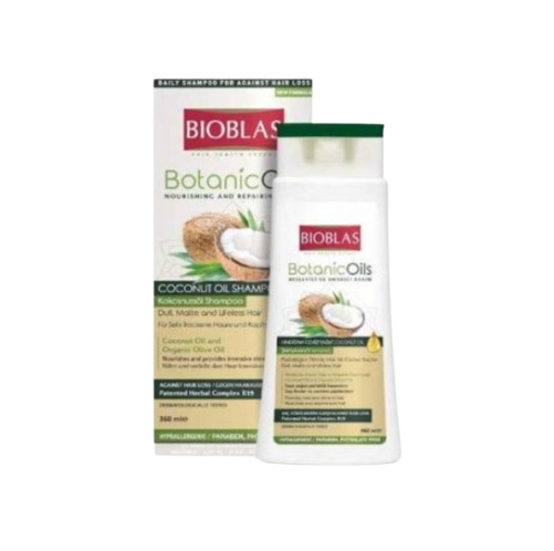 BIOBLAS ШАМПОАН С КОКОСОВО МАСЛО ЗА КОСА БЕЗ БЛЯСЪК ПРИ КОСОПАД 360МЛ