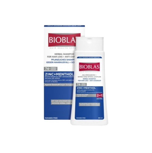 BIOBLAS ШАМПОАН С ЦИНК И МЕНТОЛ ПРИ КОСОПАД И ПЪРХОТ 360МЛ