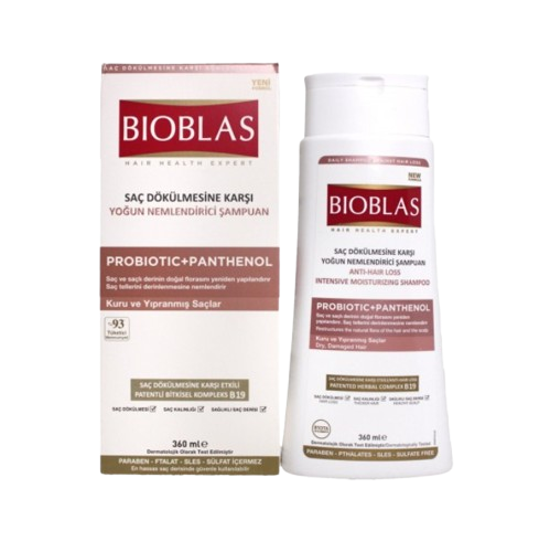 BIOBLAS ШАМПОАН С ПРОБИОТИК И ПАНТЕНОЛ ПРИ КОСОПАД 360МЛ
