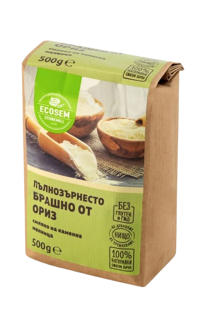 100% ПЪЛНОЗЪРНЕСТО БРАШНО ОТ ОРИЗ ECOSEM 500ГР